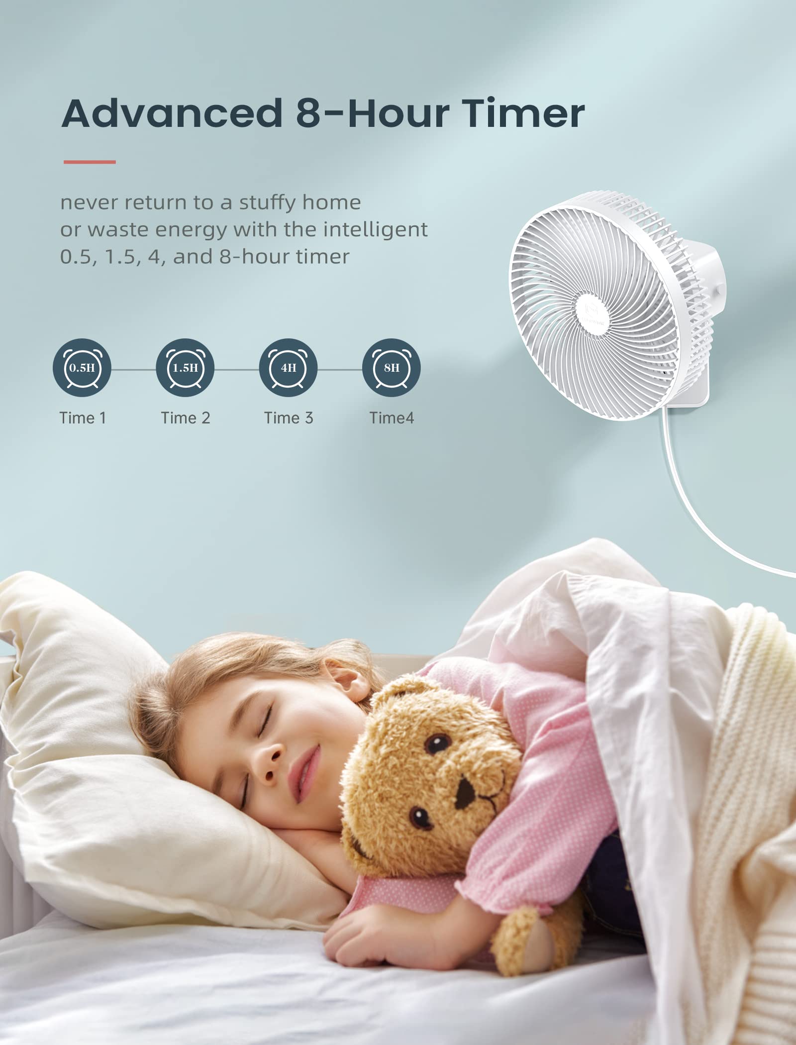 Shinebella wall fan timer with four speed settings for versatile use