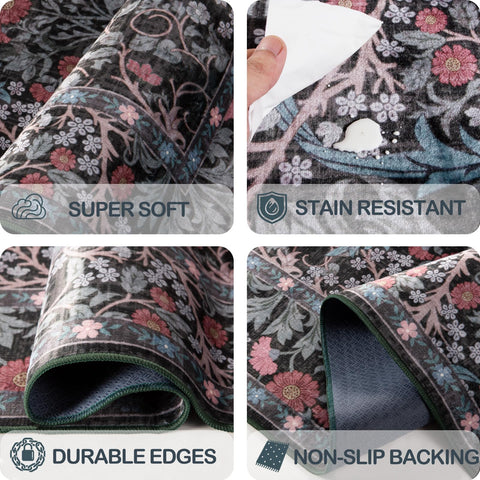 Shinefly botanical art rug adds nature-inspired charm to any space.