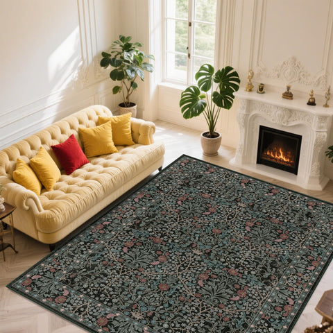Shinefly 8x10 dining room rug resists stains for everyday meals.