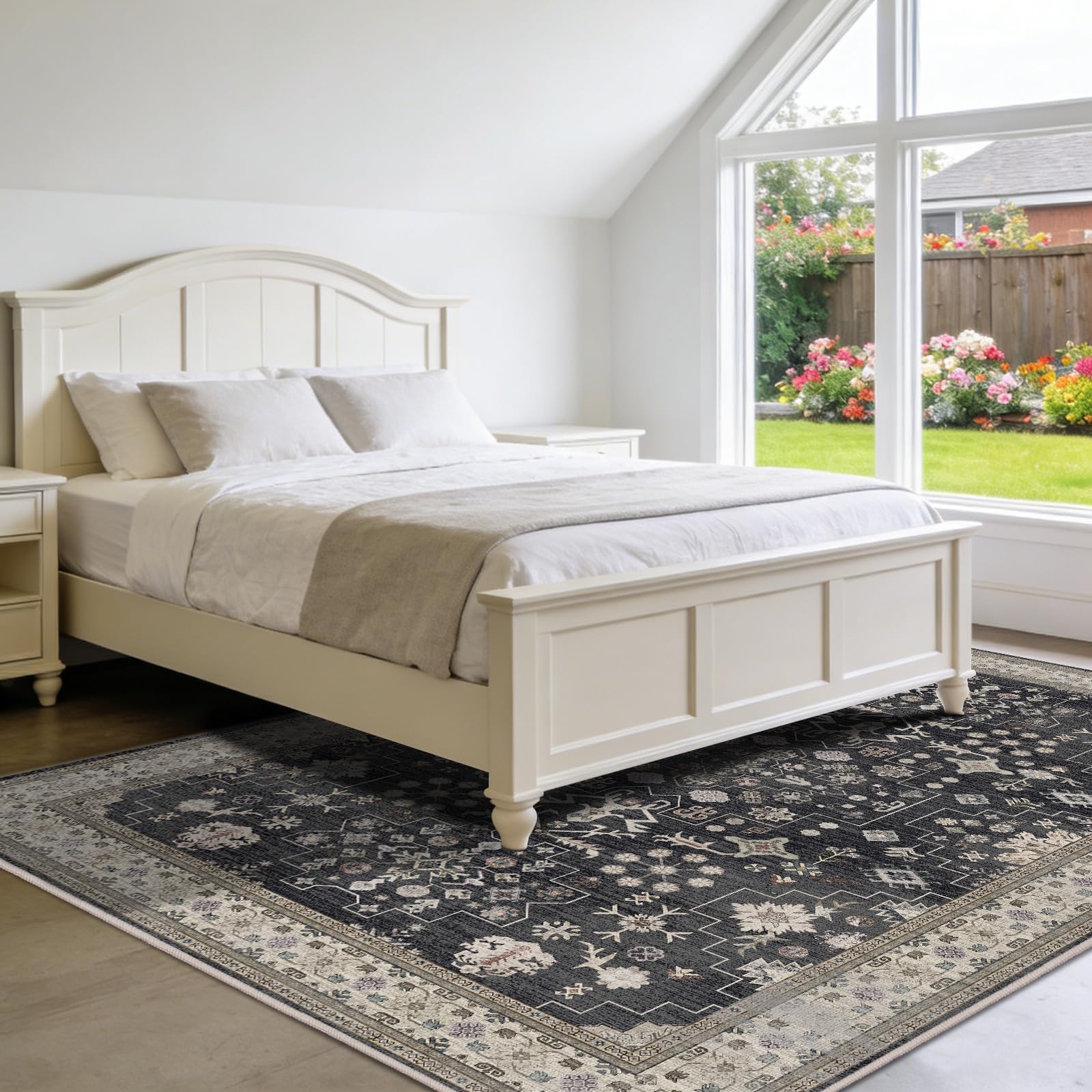 shinefly non-slip backing rug dining room keeps feet secure and furniture in place