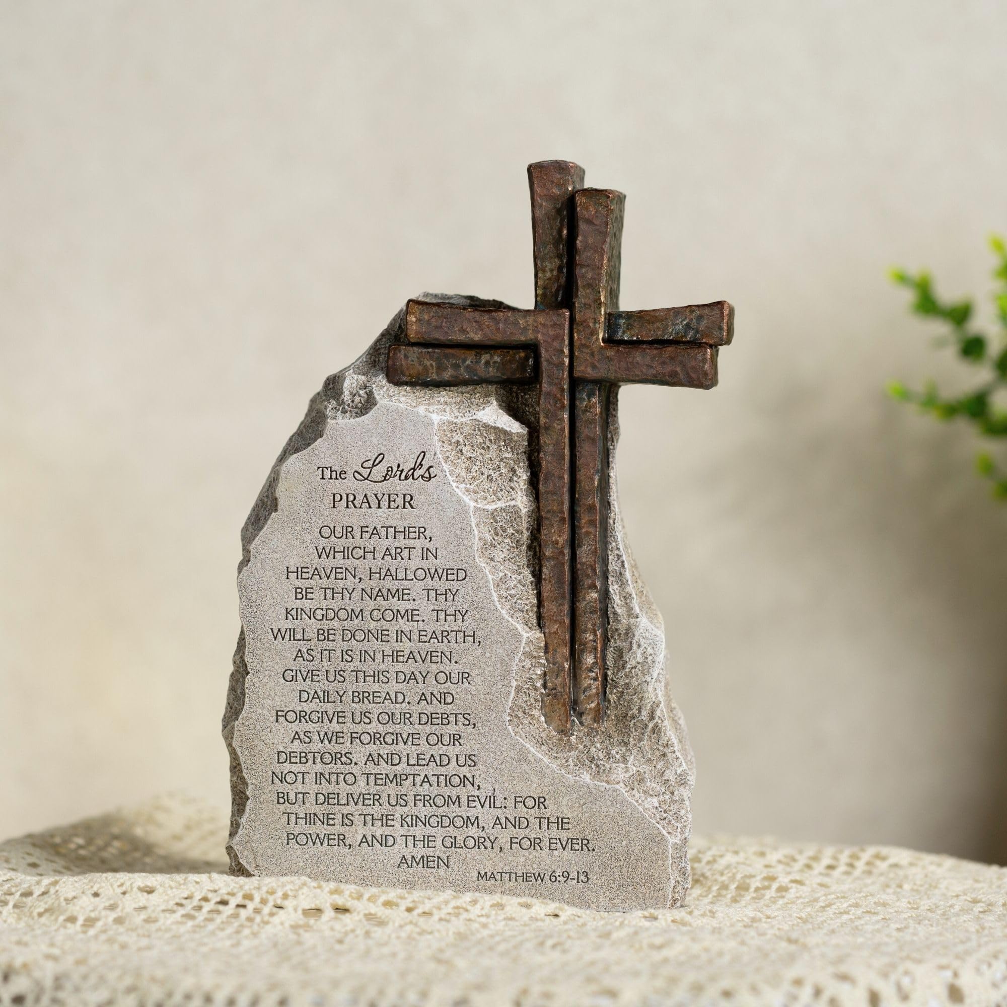 ShineOnAngel prayer stone displayed on mantel creates timeless decor.