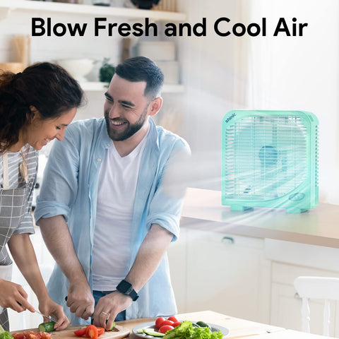 Shinic 10-inch tabletop fan used in a bedroom for personal cooling at night.