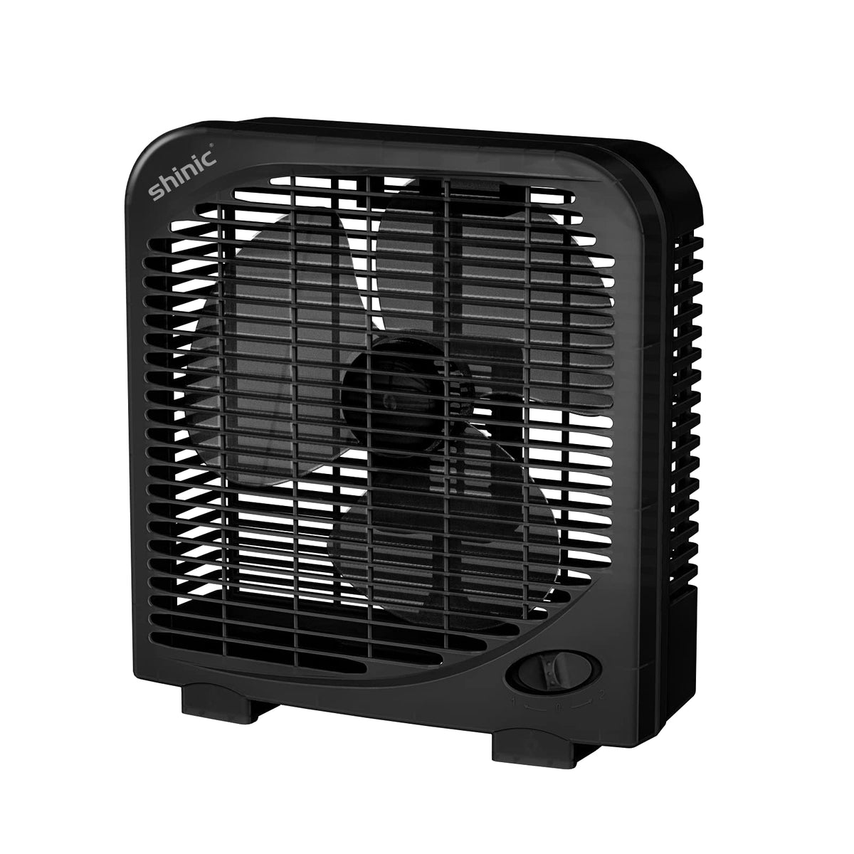 Shinic 10 inch tabletop box fan cooling the bedroom quietly for comfort
