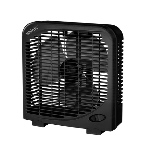 Shinic 10 inch tabletop box fan cooling the bedroom quietly for comfort