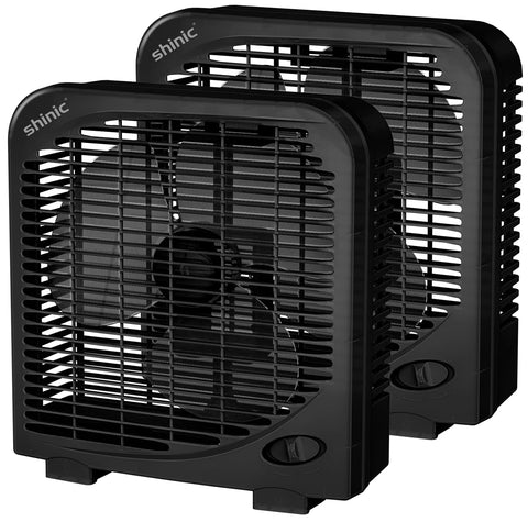Shinic 2-pack 10in tabletop box fan top view delivers cooling airflow