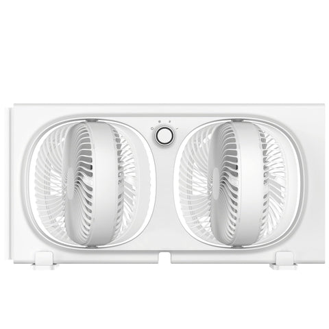 Shinic 3-speeds window fan front view delivering strong airflow.