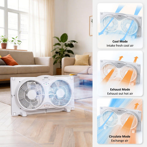 Shinic fabric dust cover shields the fan when not in use.