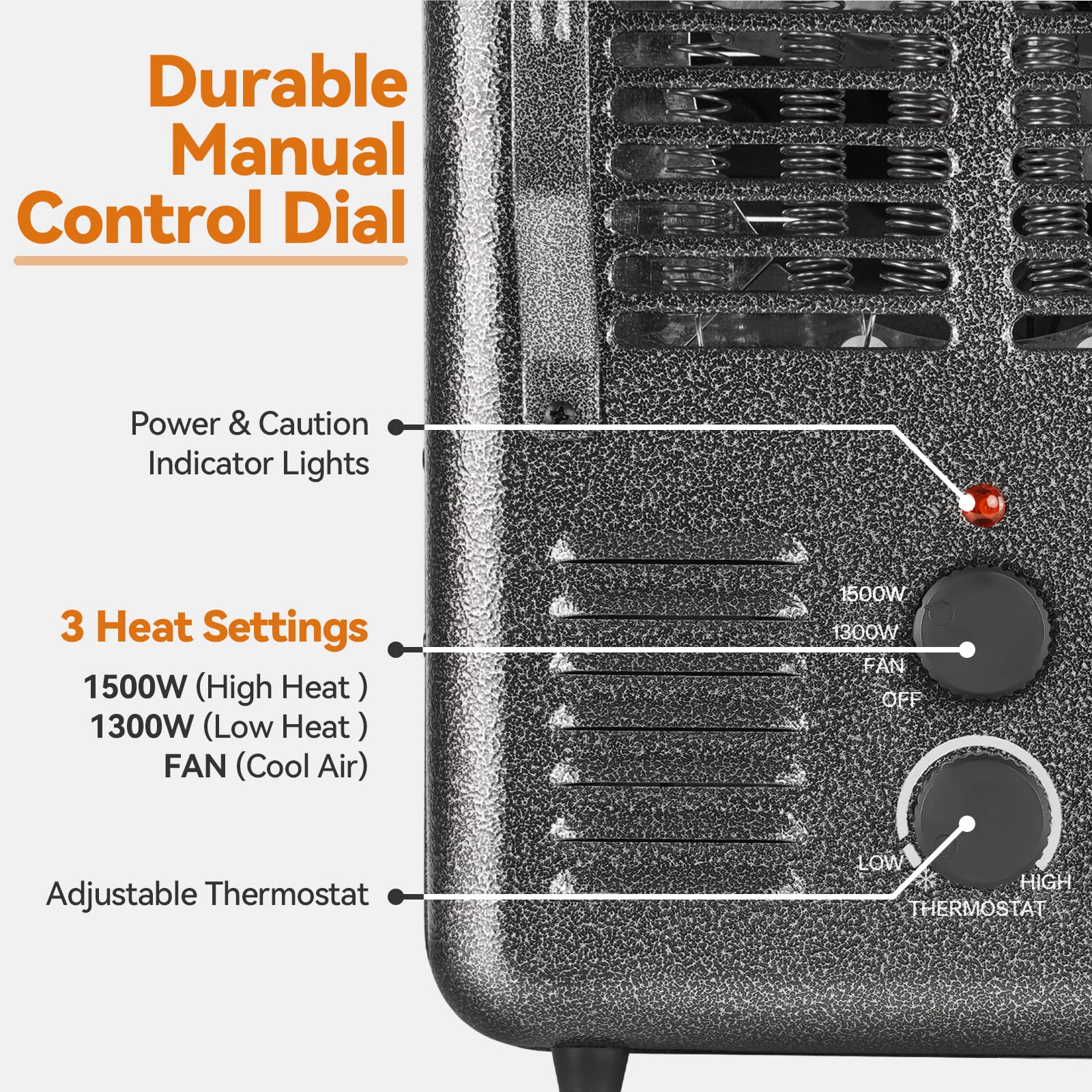 Shinic space heater thermostat dial for precise warmth