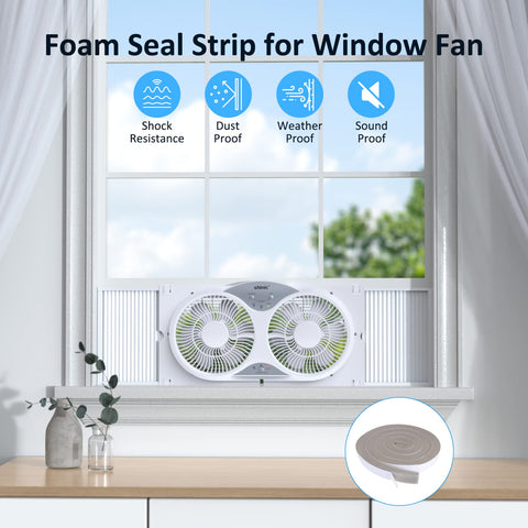 Shinic window fan foam seal tape to improve window sealing.
