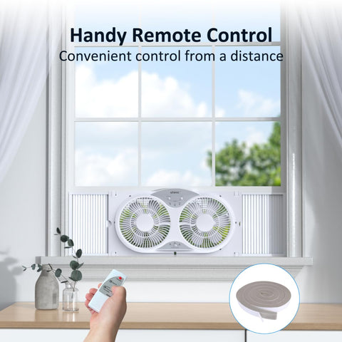 Shinic window fan portable design with handles for easy transport and placement.