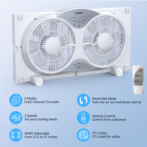 Shinic window fan remote control enabling mode changes from a distance.