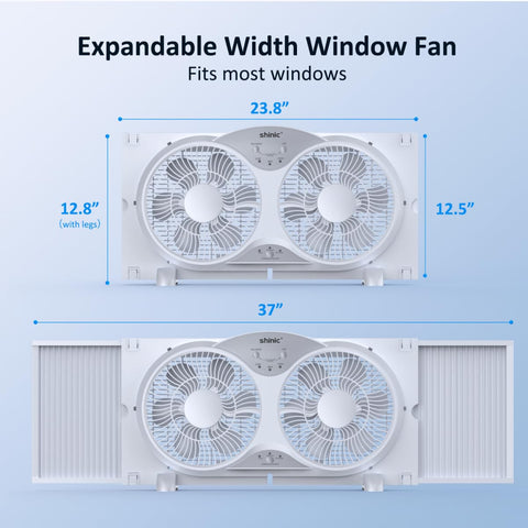 Shinic window fan displaying three speed settings for customizable airflow.
