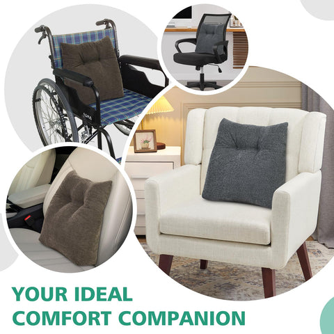 Shinnwa lumbar pillow multi-use demonstrates neck, knee, or foot support versatility.