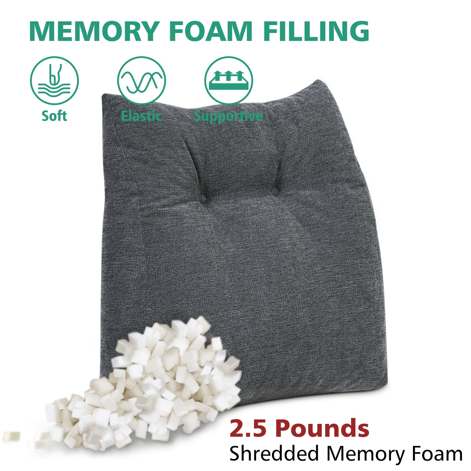 Shinnwa lumbar support pillow on an office chair illustrating extended comfort during work sessions.
