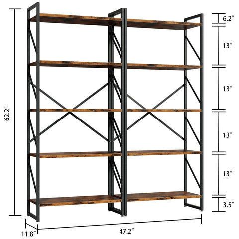 Shintenchi 5-tier bookshelf side view highlights compact footprint for small spaces.