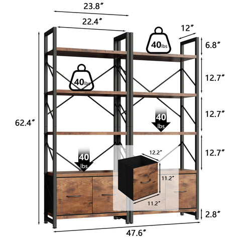 Shintenchi bookshelf side view shows slim profile for tight spaces.