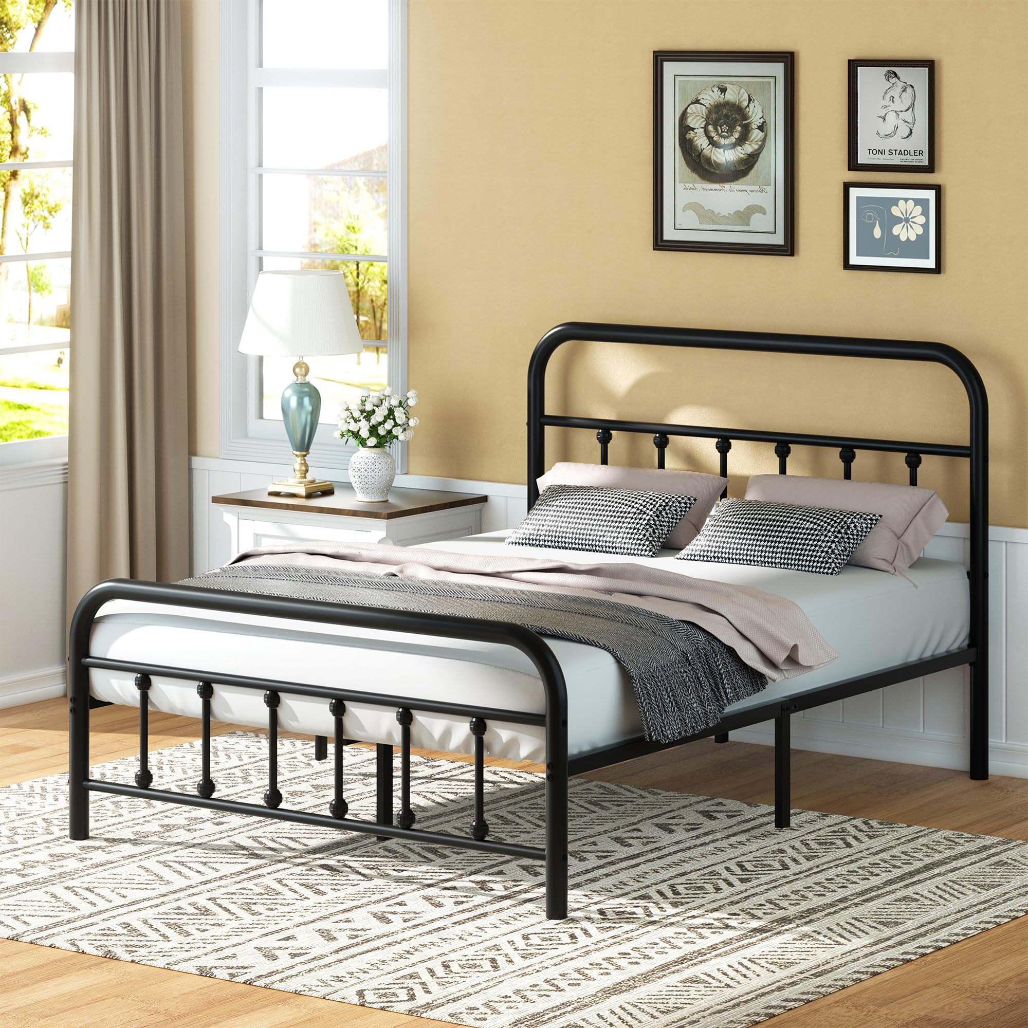 Shintenchi bed frame with rubber strip reduces friction for quiet, smooth sleep movements.