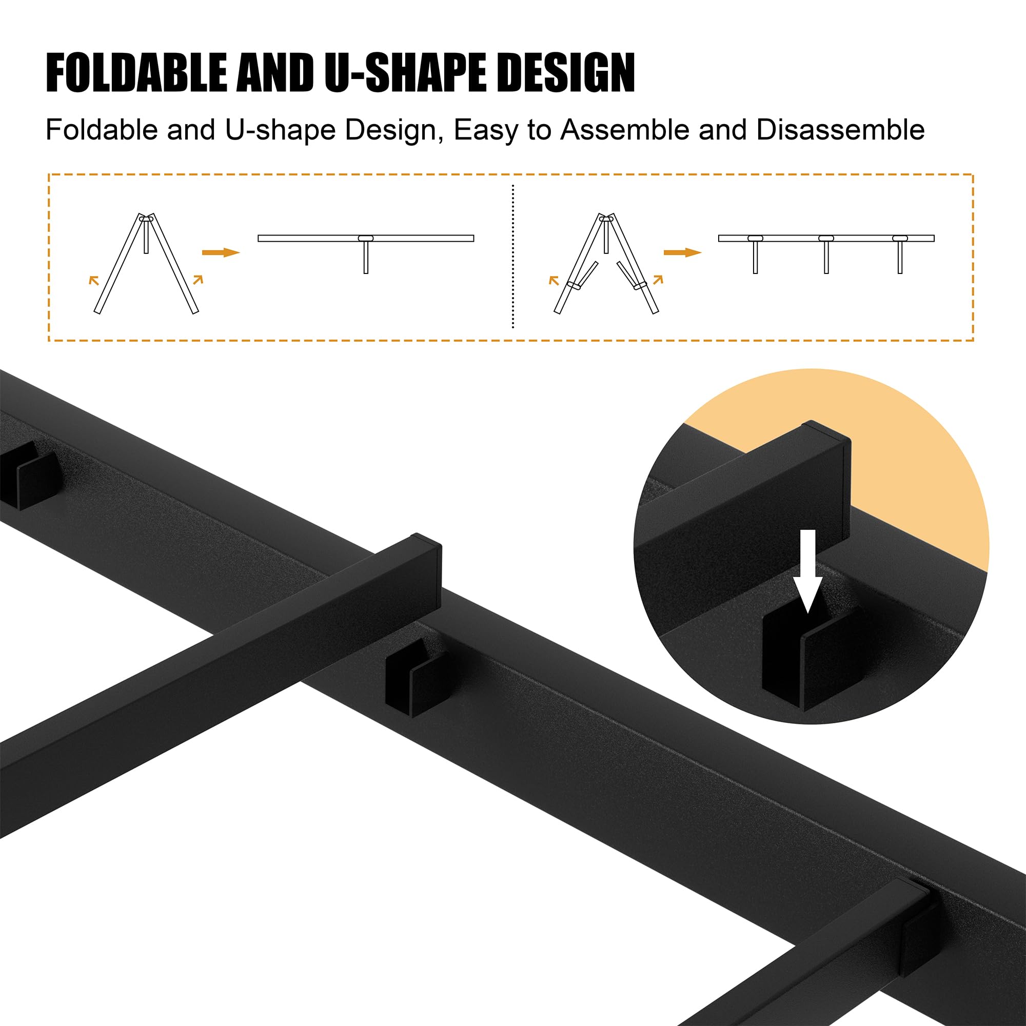 Shintenchi steel slat mattress foundation provides solid support and easy setup.