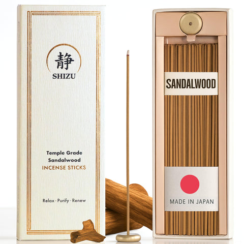 Shizu sandalwood incense sticks closeup highlighting artisanal quality for meditation