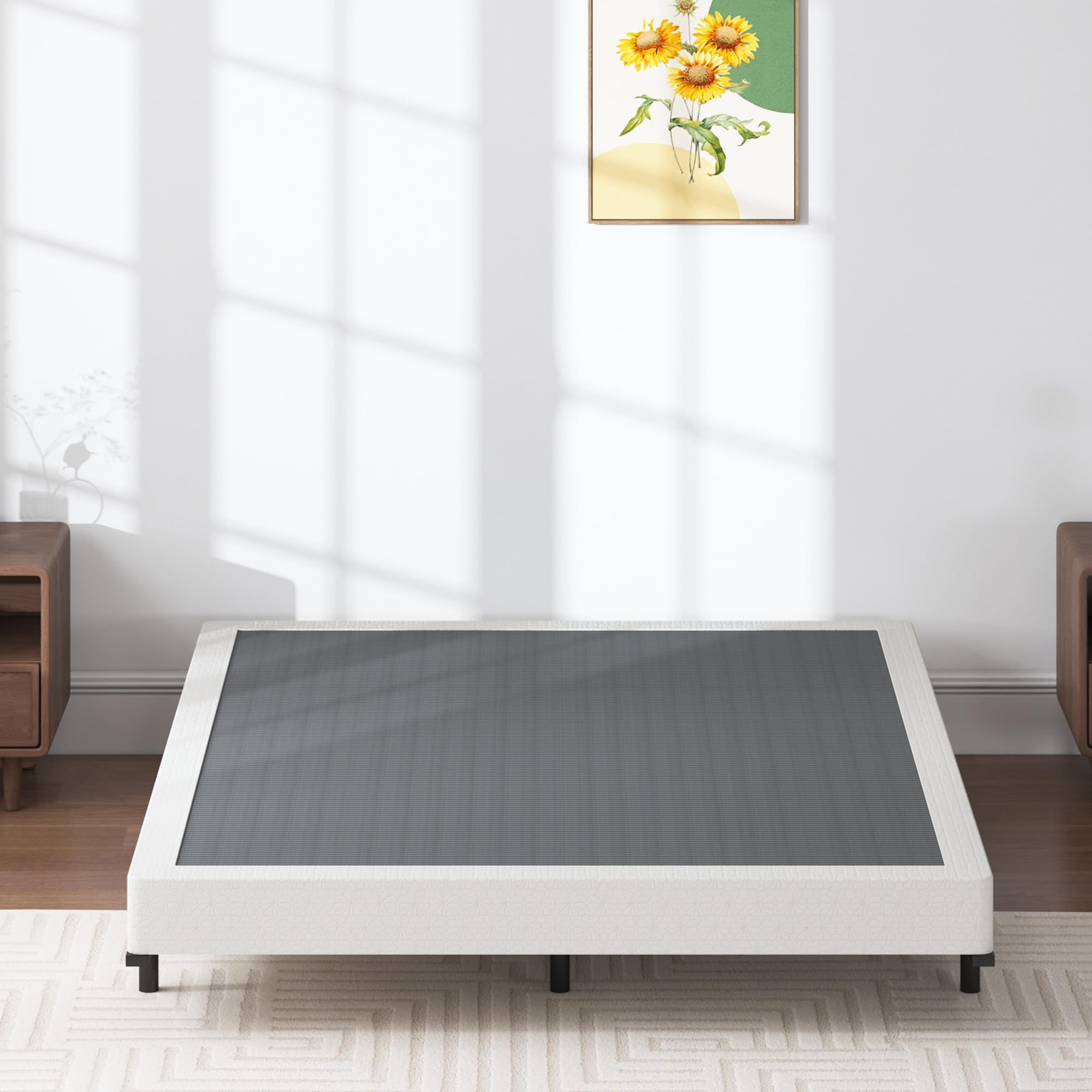 SHLAND box spring queen durability shot communicates heavy-duty metal slats for lasting support