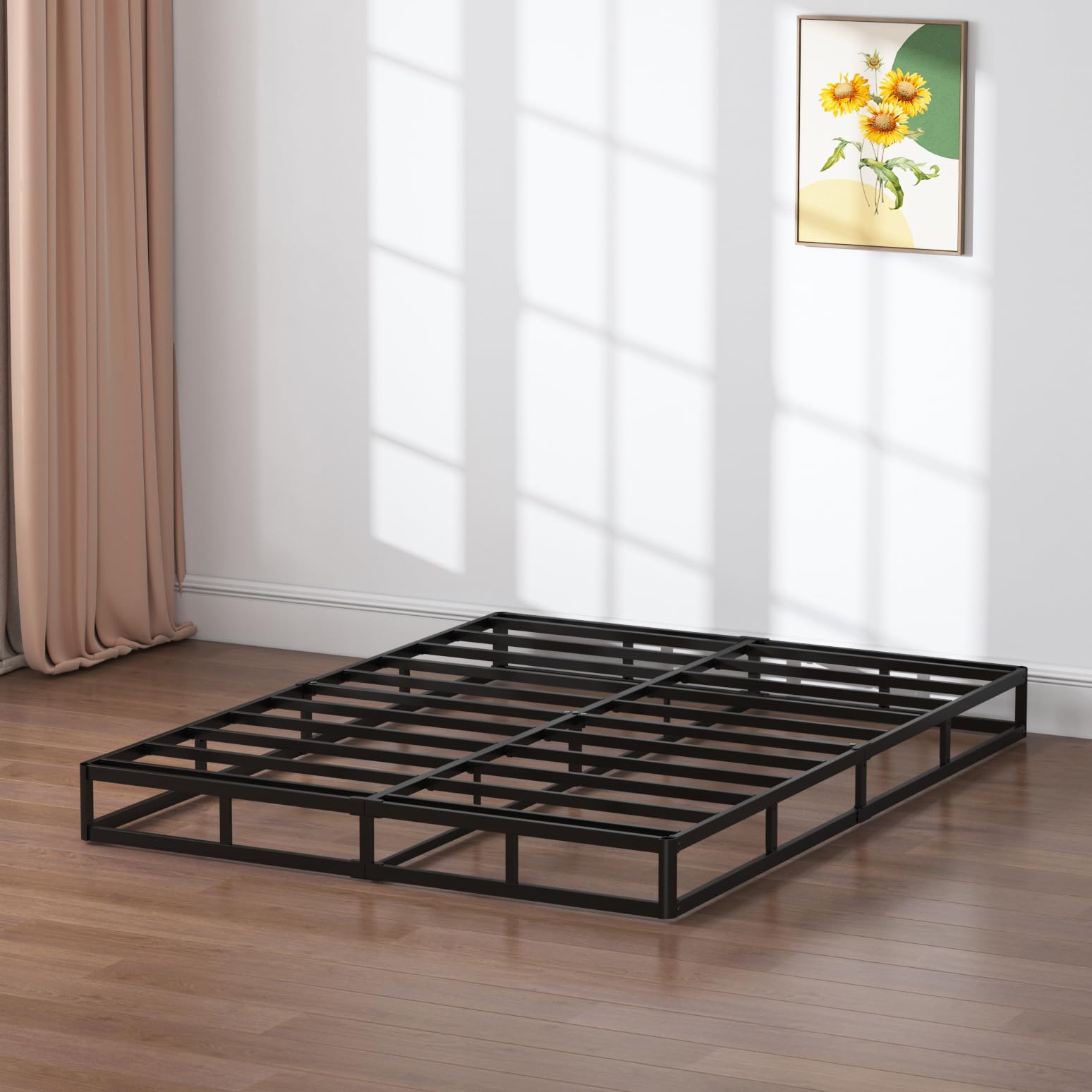 SHLAND low-profile seven-inch height demonstrates modern bed aesthetics.