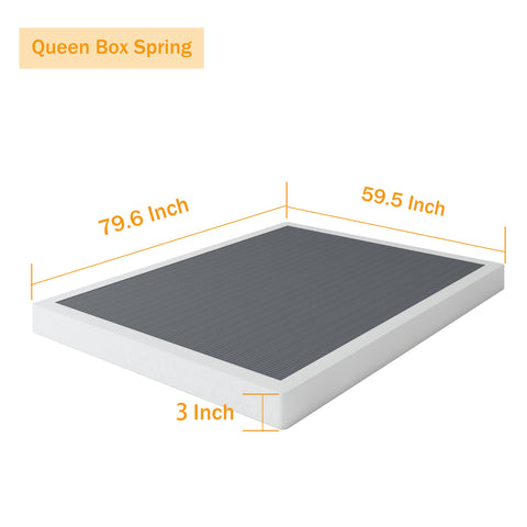 SHLAND low-profile queen design elevates bed with minimal bulk.