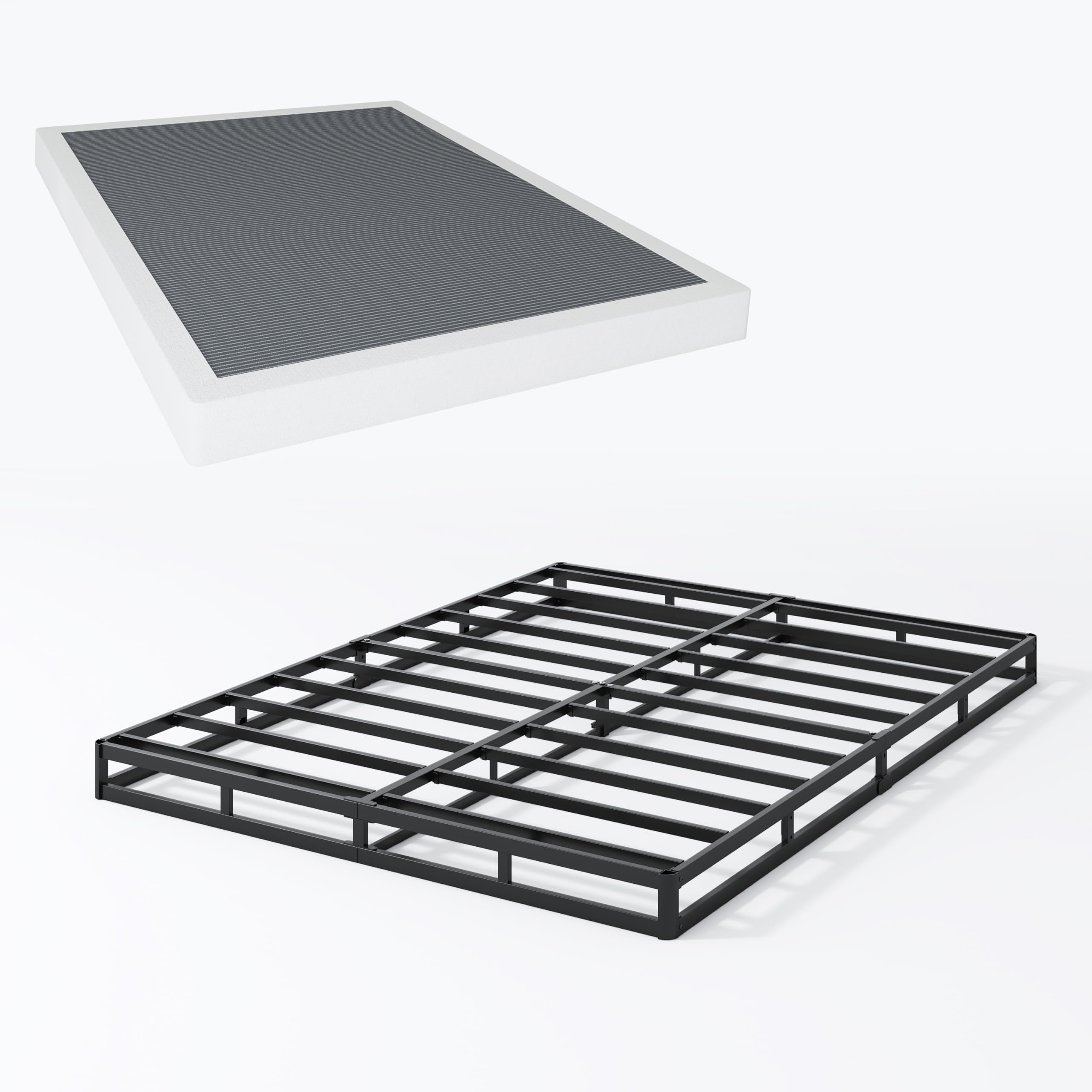 SHLAND queen box spring foundation enhances stability for a balanced sleep surface.