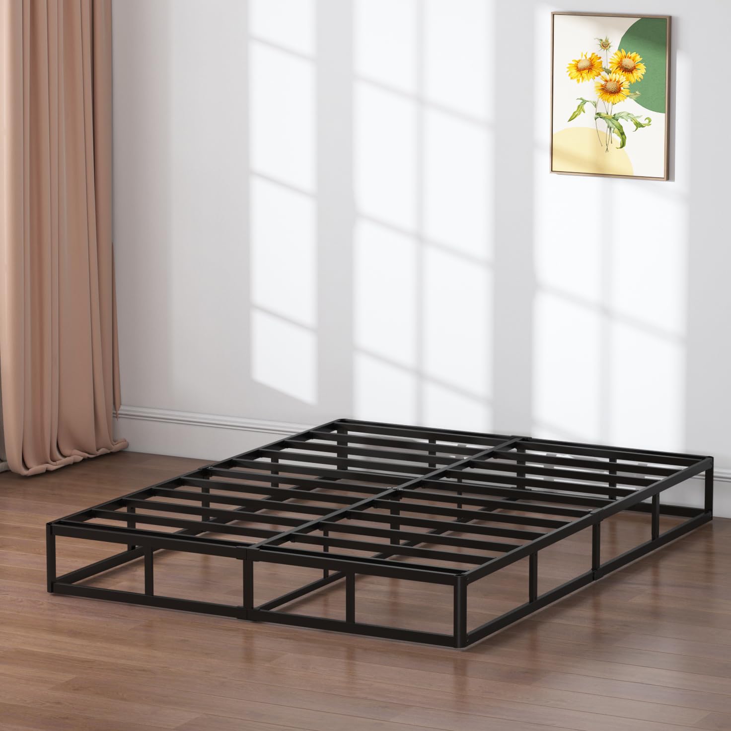 SHLAND queen box spring in situ demonstrates stable foundation