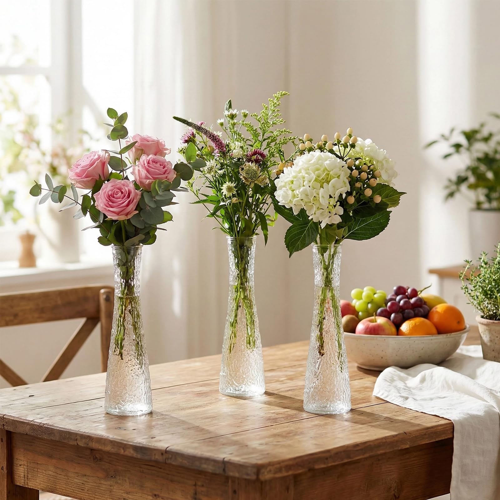 SHOHAYTO Kitchen windowsill setup with clear bud vase