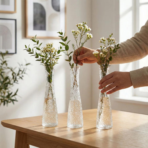 SHOHAYTO Office desk decor using ribbed bud vase for subtle flair