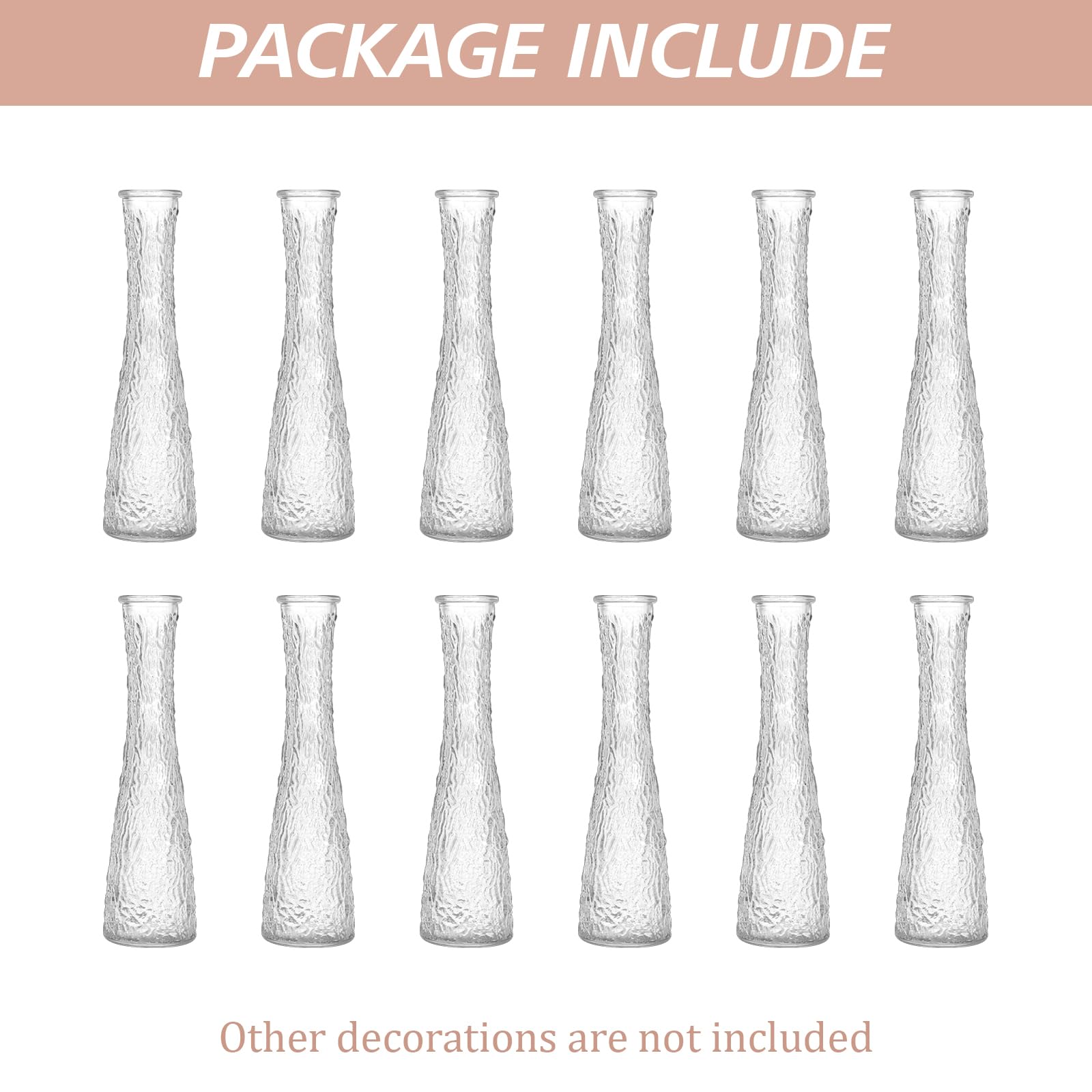 SHOHAYTO Wedding decor with clear ribbed bud vases on tables