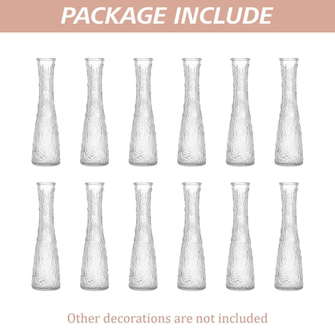 SHOHAYTO Wedding decor with clear ribbed bud vases on tables