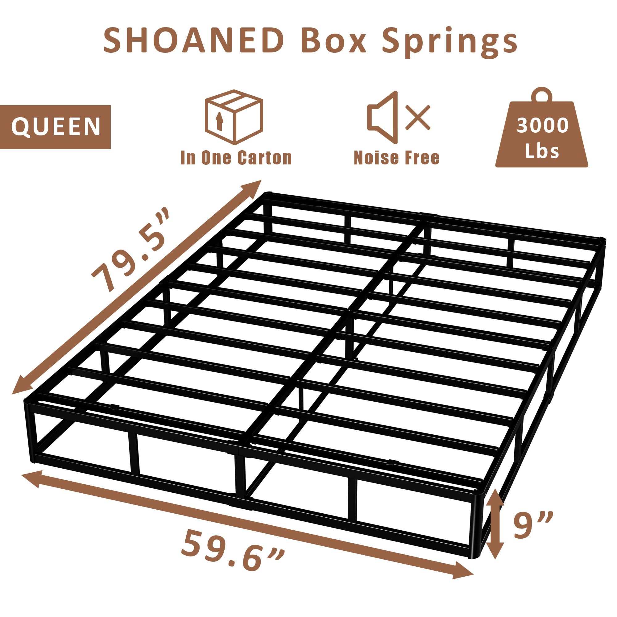 SHOANED assembly kit for box spring queen enables quick, simple setup.