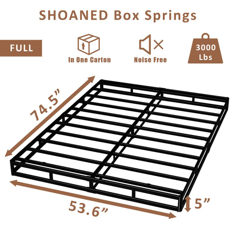 Side view of SHOANED box springs highlights the slim 5-inch profile.