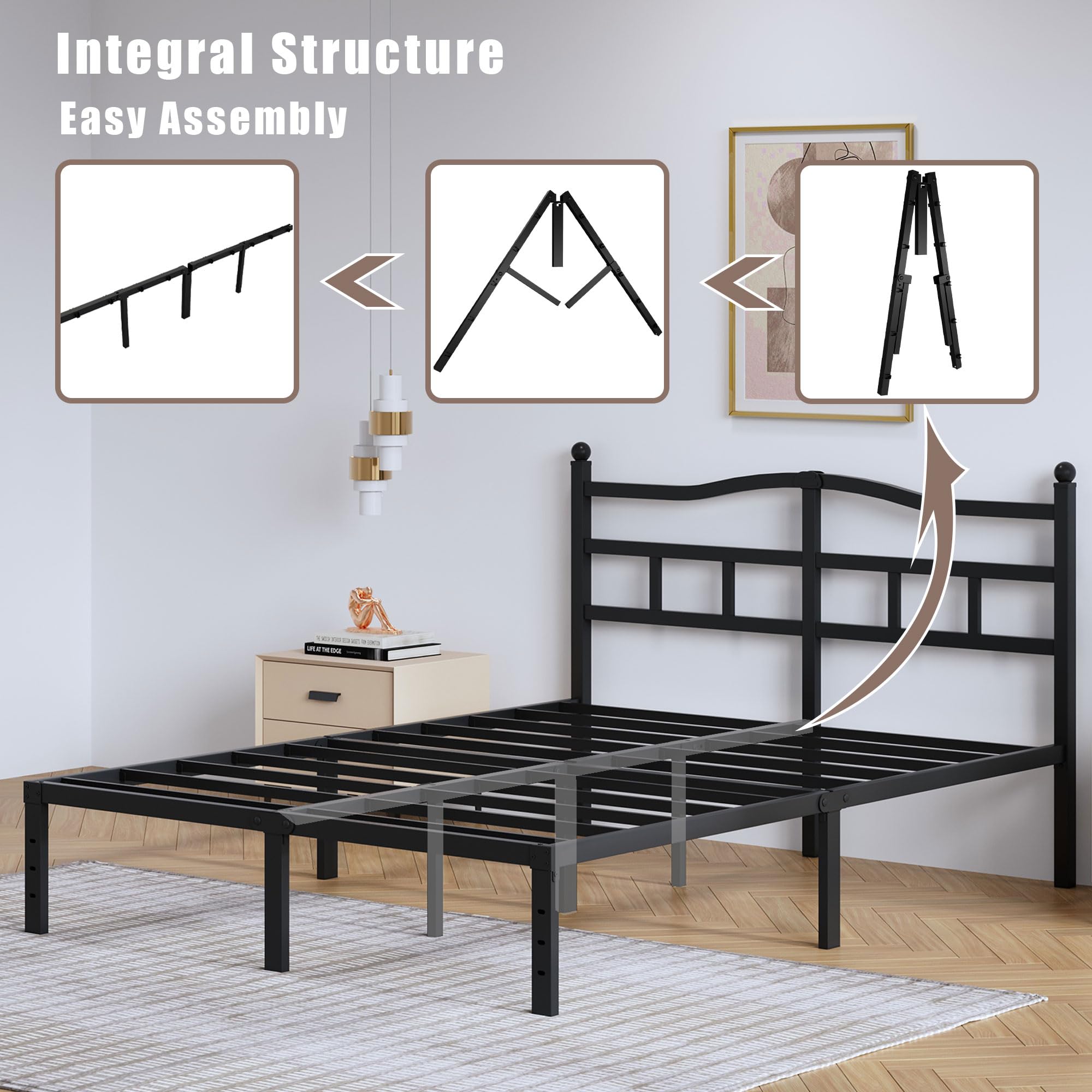 SHOANED noise-free mattress foundation with floor-friendly rubber feet.
