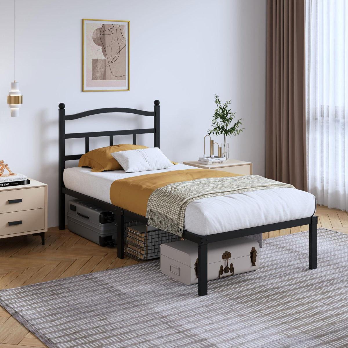 SHOANED twin bed frame with noise-free design for quiet nights