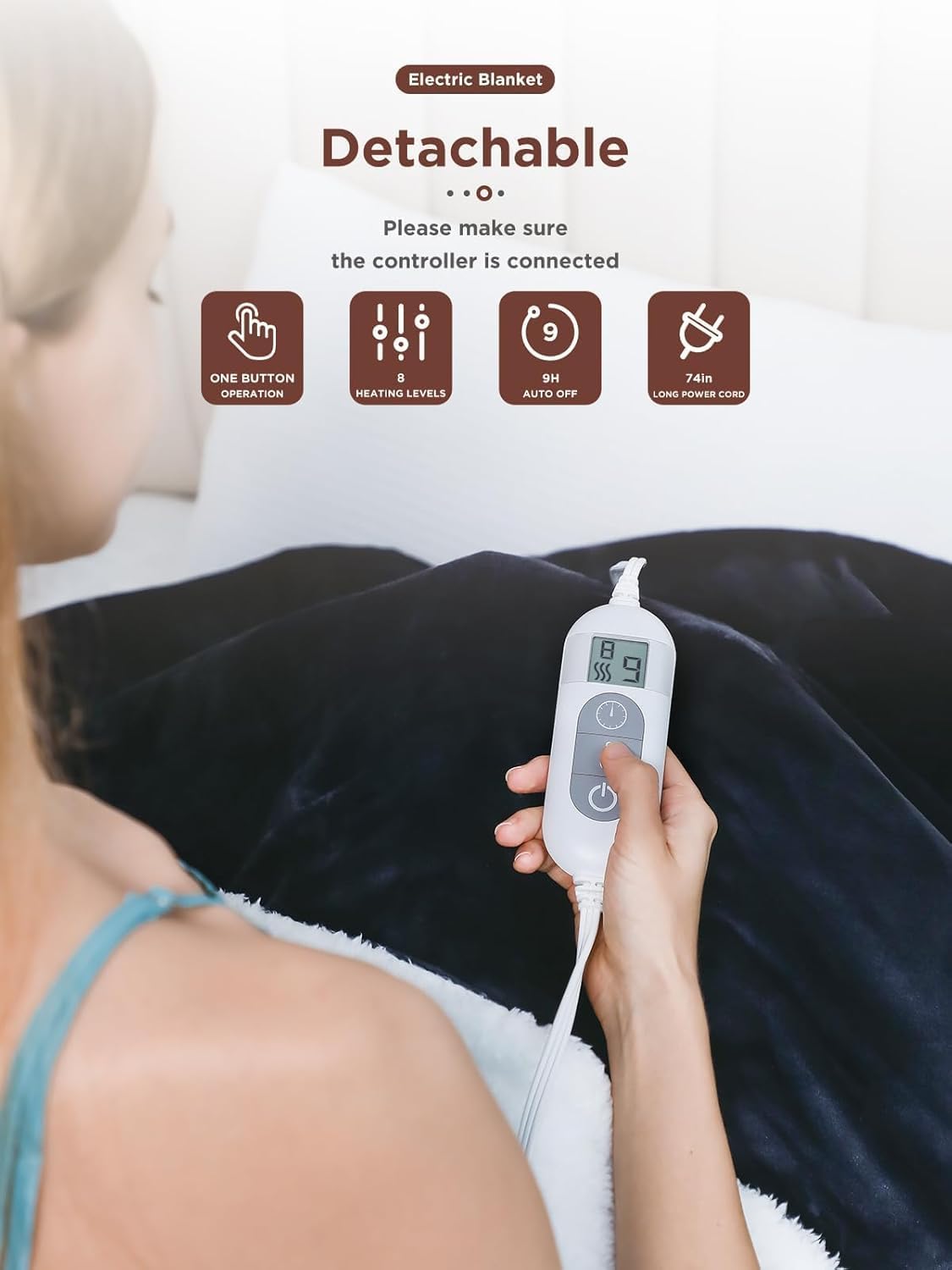 Shodu blanket with 8 heating levels for customizable warmth