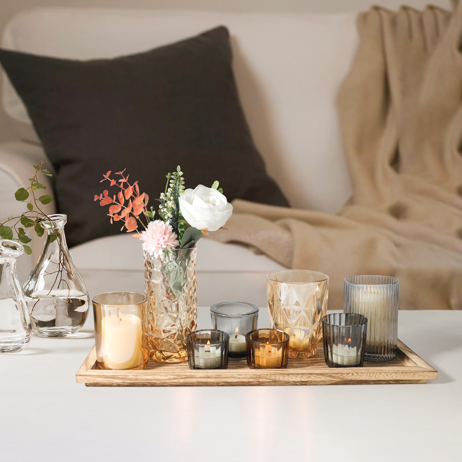 SHOHAYTO tray displayed on mantel adds warm ambiance to living spaces