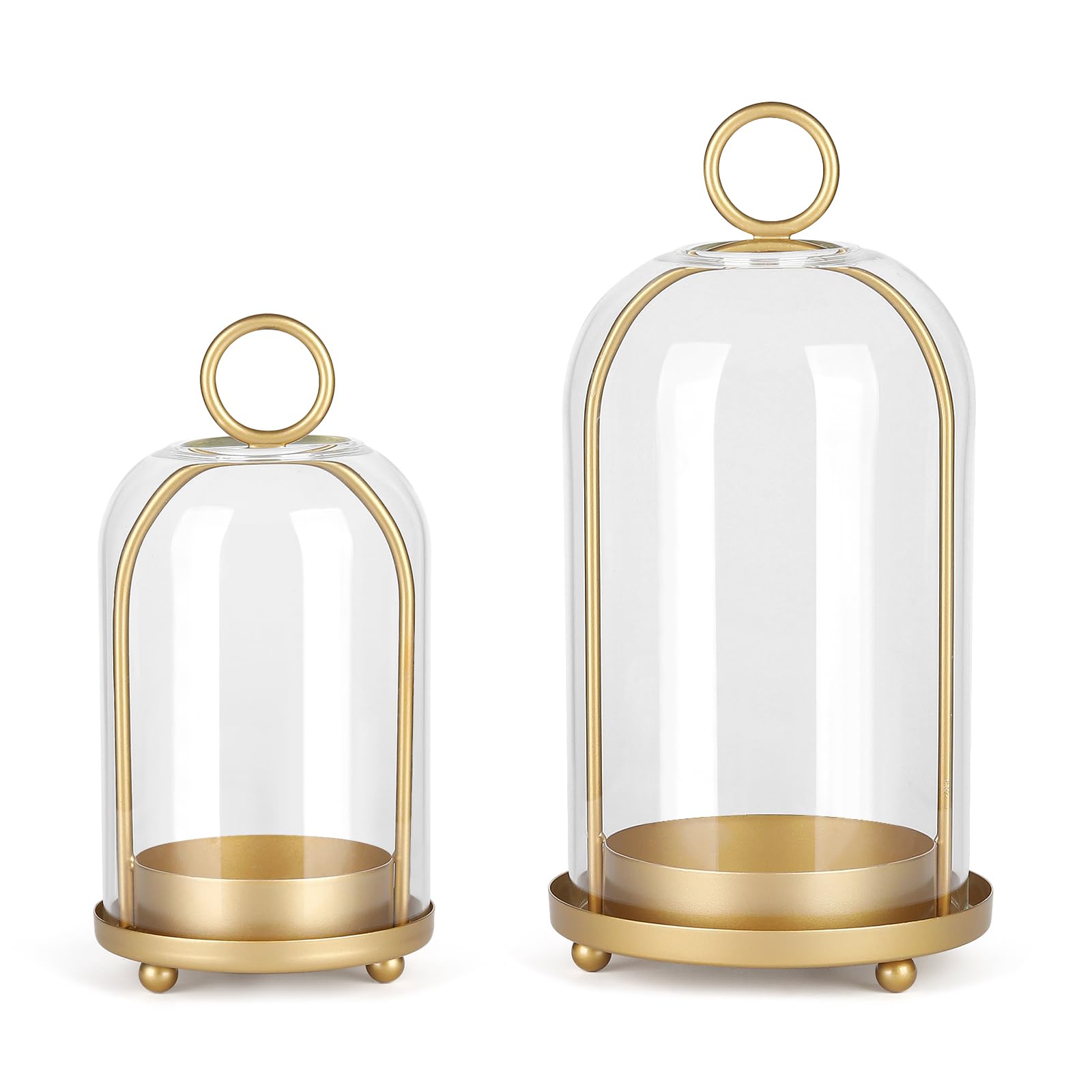 SHOHAYTO versatile metal candle holder with glass dome for elegant tabletop display.