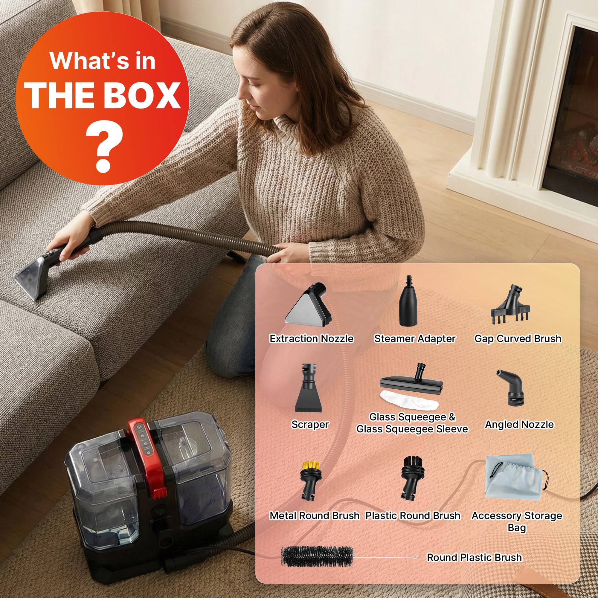 Shop-Vac glass squeegee and brushes for windows and hard surfaces.
