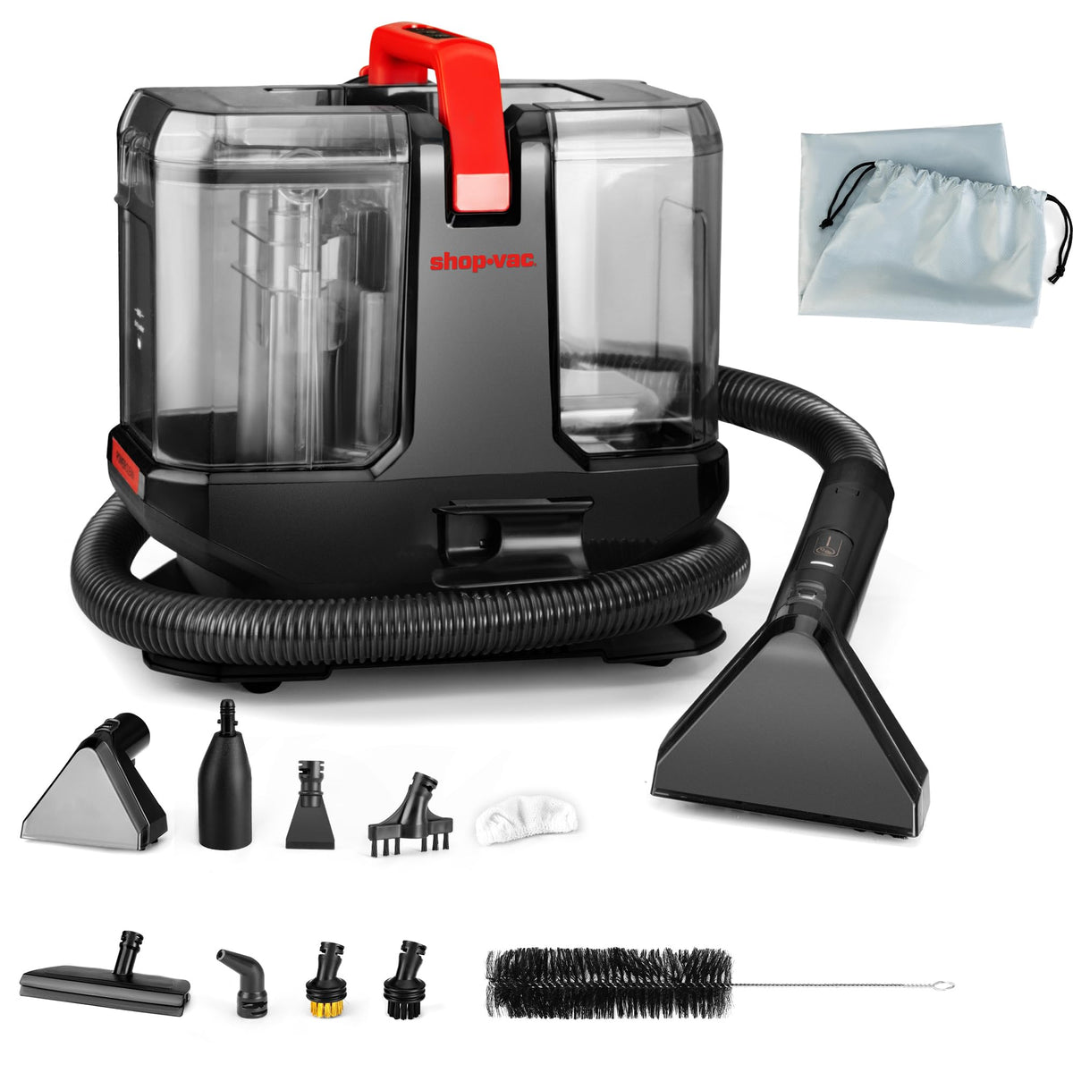 Shop-Vac portable carpet cleaner front view with steam up to 212℉ for deep stains.