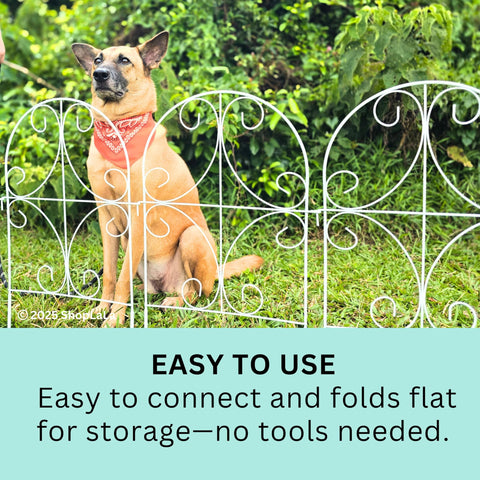 ShopLaLa Fold-Flat Garden Fence stores compactly when not in use