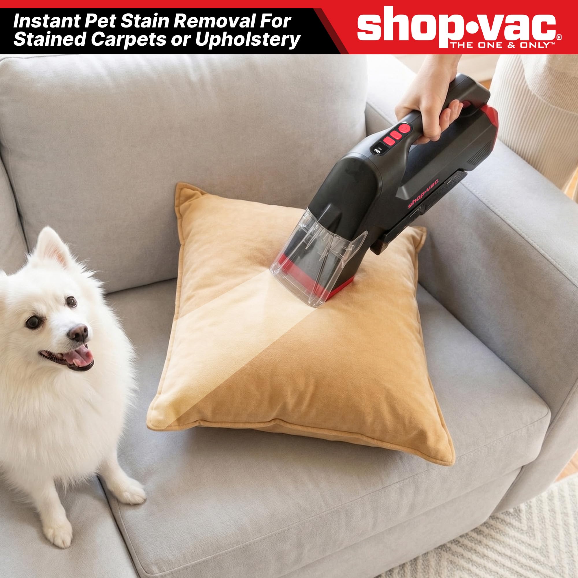 Shop-Vac lightweight cordless design makes cleaning stairs easier.