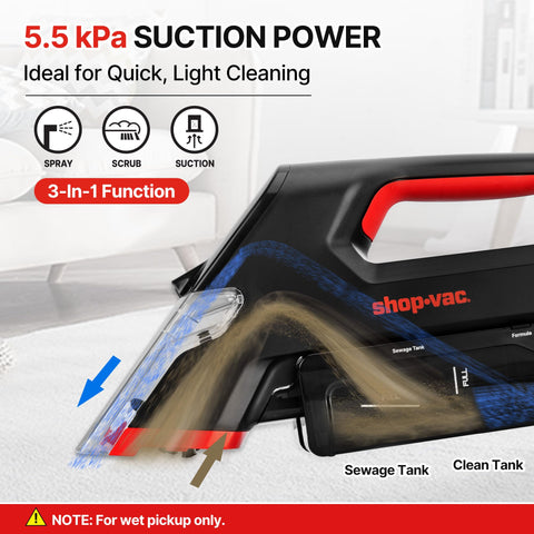 Shop-Vac rolling brush targets fabric fibers for deeper spot cleans.