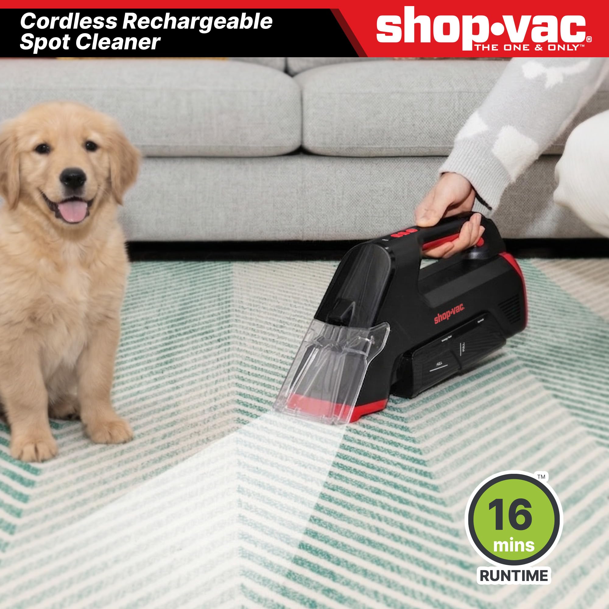 Shop-Vac USB-C charging enables flexible recharging anywhere.