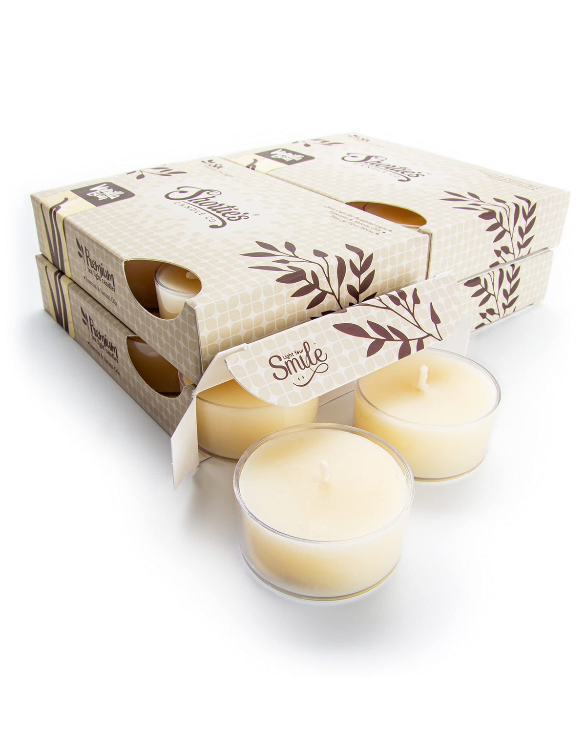Shortie's Vanilla Bean tealight with clear cup for bright ambiance