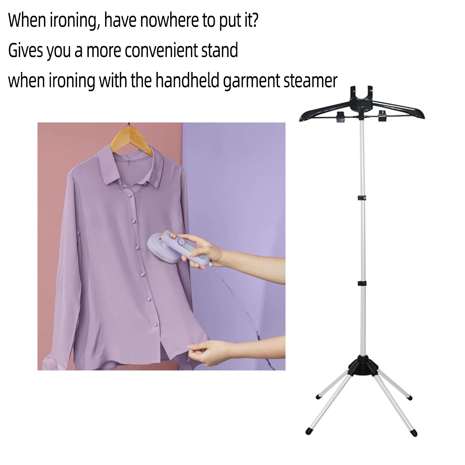 Shouken steamer hanger stand rotates 360 degrees for easy access.
