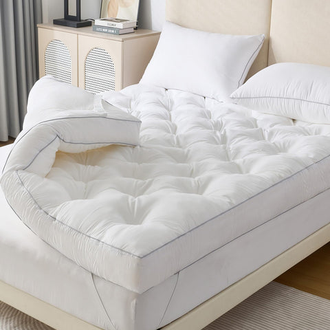 SHOUREN 5-inch gel memory foam topper on bed for plush support