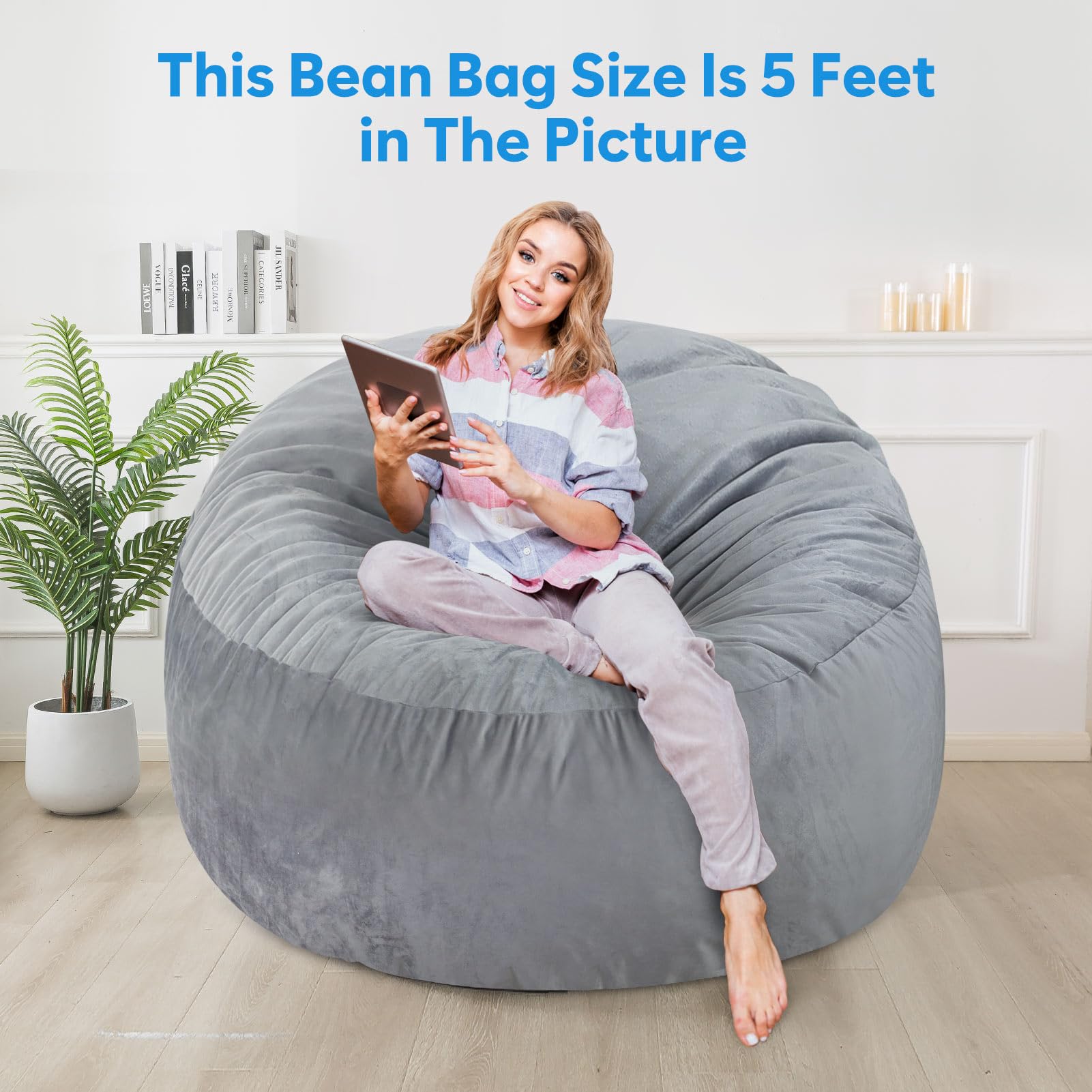 SHOUREN bean bag fill reveals memory foam inside for supportive lounging