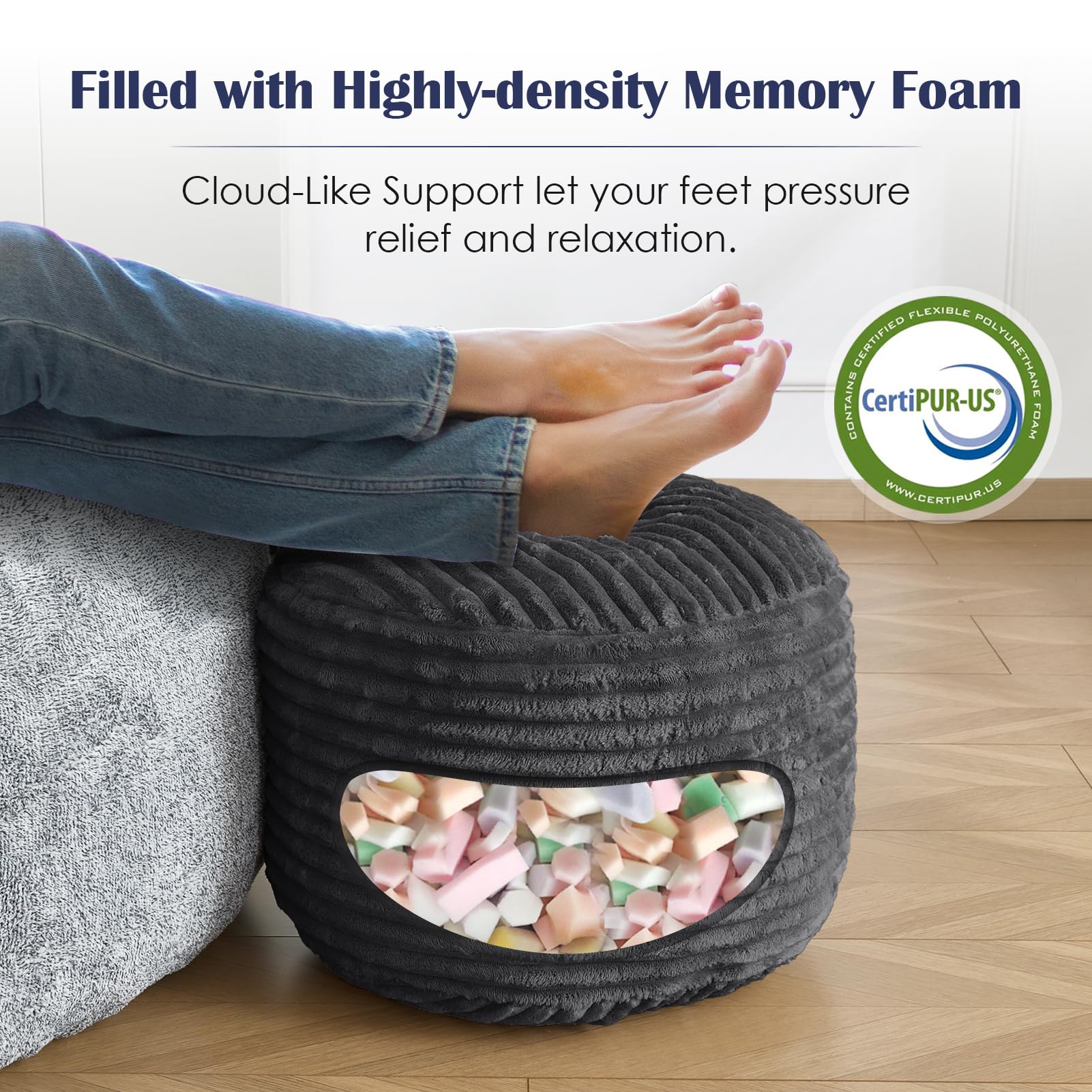 SHOUREN corduroy pouf ottoman serves as footrest and small table